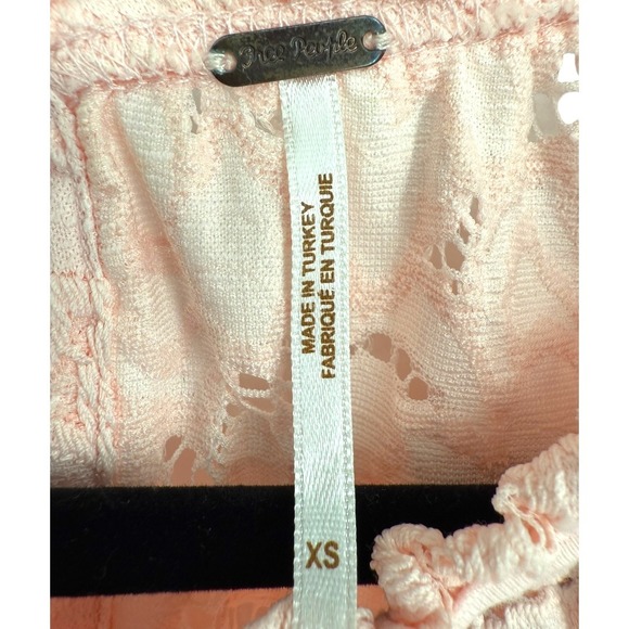 Free People Olivia Balloon Sleeve Floral Lace Blouse Top Pink‎ Boho Festival XS - Picture 4 of 16